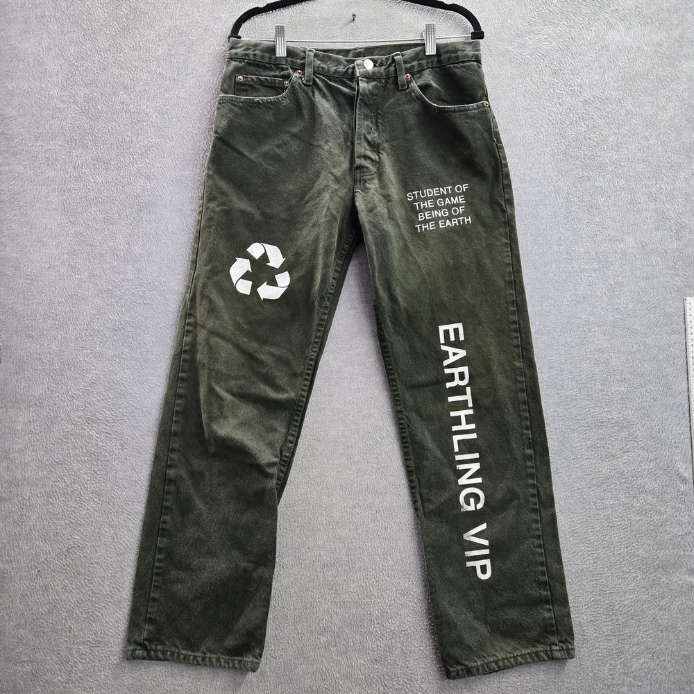 VINTAGE Levi's 501 x Earthling VIP Student Men Jeans 32X30 Green 90s USA READ